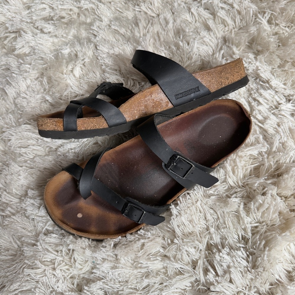 Birkenstock Mayari Black Birko-Flor Toe Loop Strappy Sandals Size 40 L9 M7